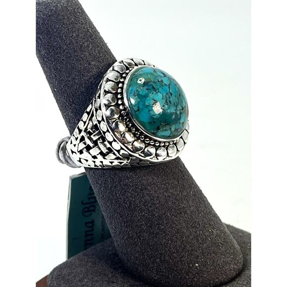 STERLING SILVER Jenna Blue Cabochon TURQUOISE Domed Ring Size 7 - Vintage NOS - Picture 8 of 15